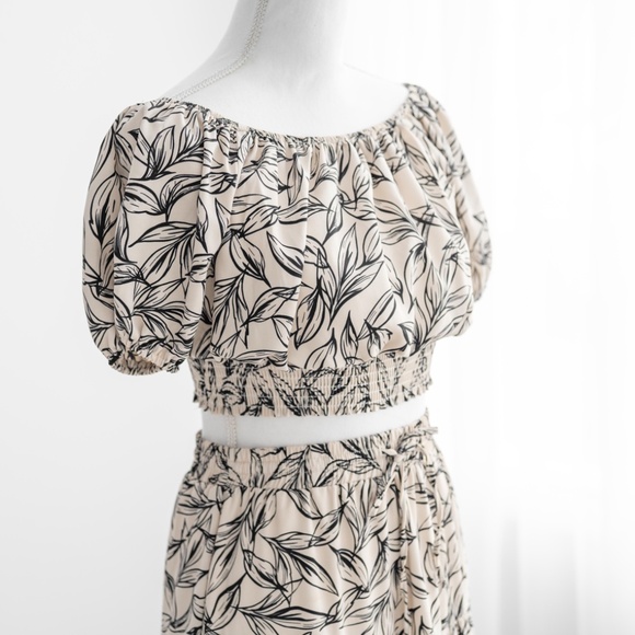 HYFVE Boho Ivory Black Floral Two Piece Maxi Skirt Set - Picture 3 of 9